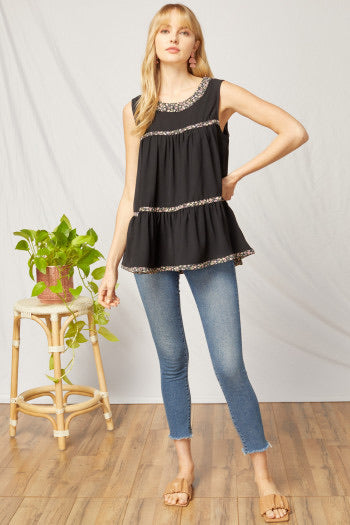 Black Ruffled Tiered Top - Monogram Market