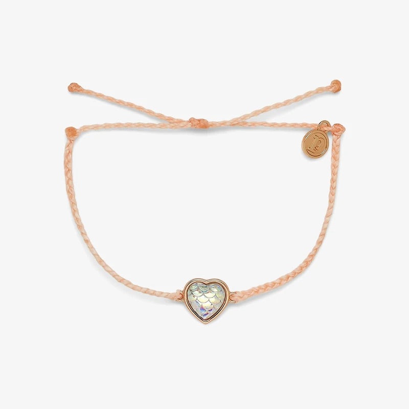 PuraVida, Rose Gold  Mermaid Heart Charm Bracelet, Blush - Monogram Market