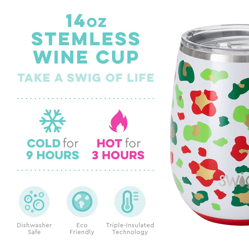 SWIG - 14 oz Stemless Wine Cup, Jingle Jungle - Monogram Market