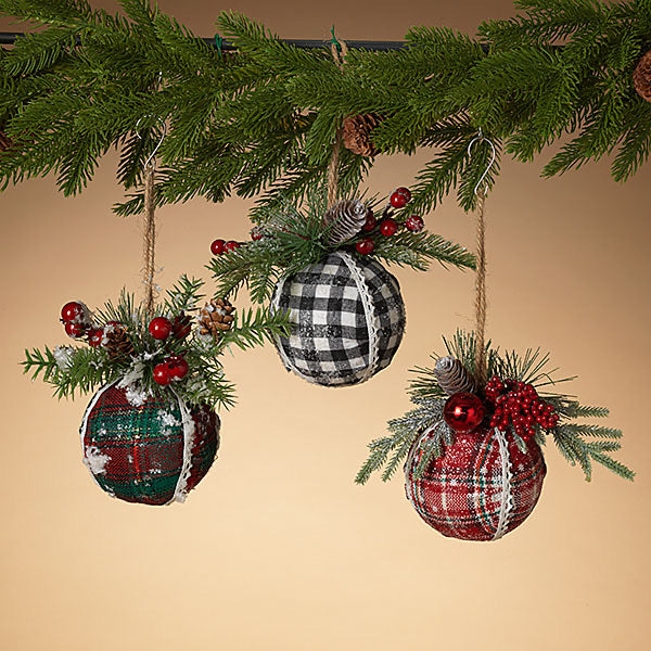 Holiday Round Plaid Ornaments - Monogram Market