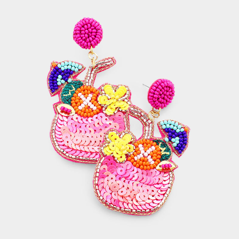 Beaded Earrings, Pink Summer Drinks - Monogram Market