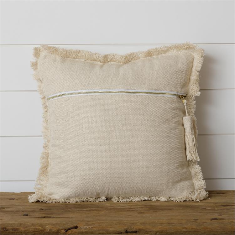 Cream Stone Washed Tassel Pillow - Monogram Market