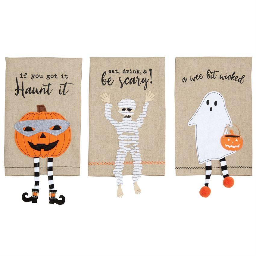 Mud Pie Halloween Dangle Leg Linen Towels