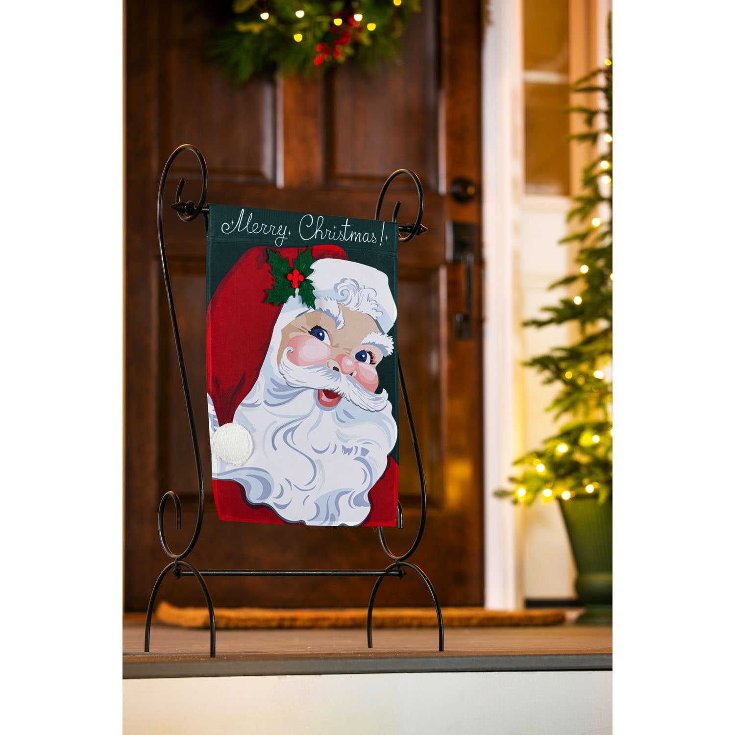 Monogram Market Santa Garden Flag
