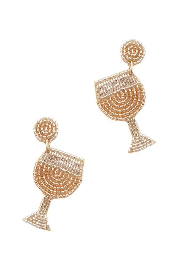 Beaded Earrings, Gold and Silver Wine Glasses - Monogram Market