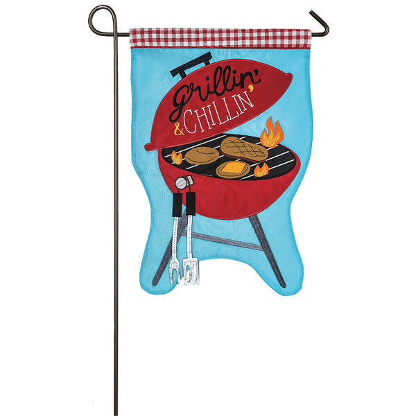 Grillin' and Chillin' Appliqué Garden Flag