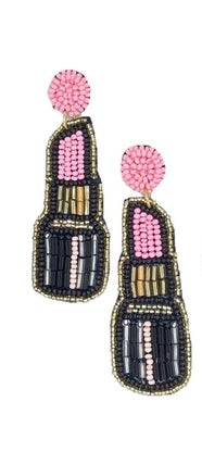 Beaded Earrings, Pink Lipstick - Monogram Market