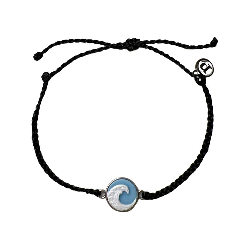 PuraVida, Silver Wave Cameo Charm Bracelet, Black - Monogram Market