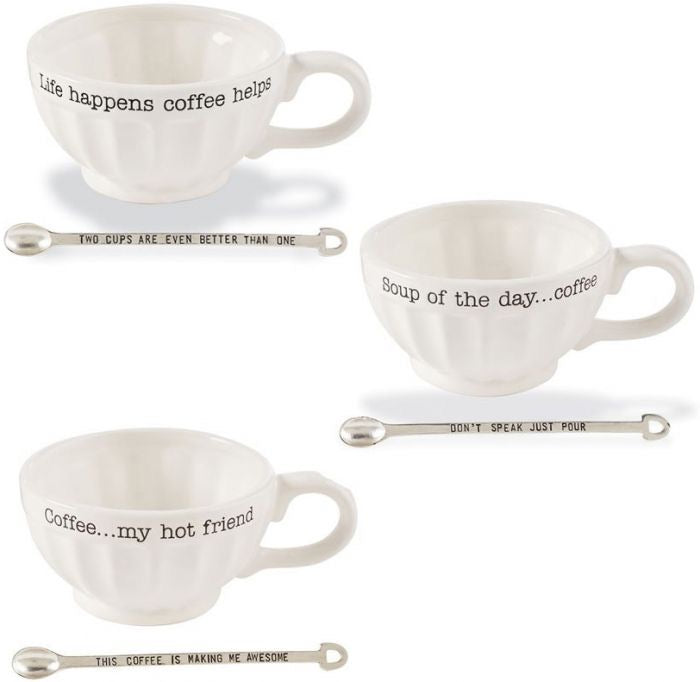 Mud Pie Life Happens, Coffee Helps - Mug Sets - Monogram Market
