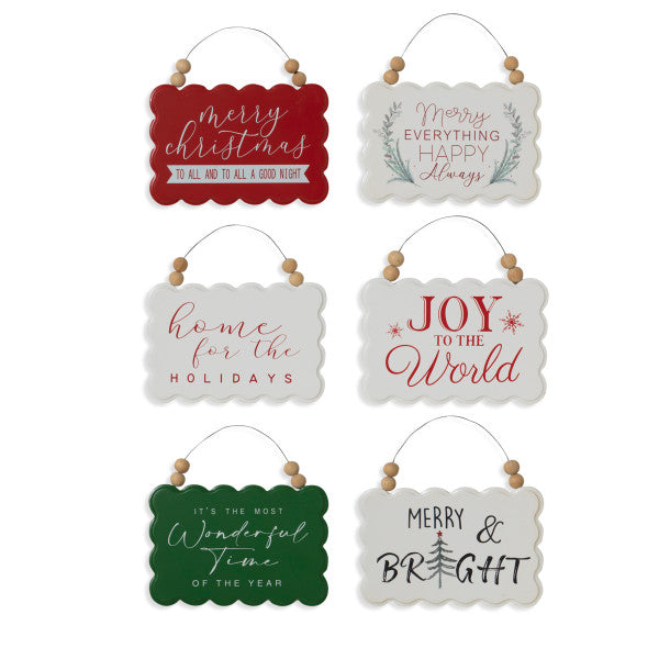Wood Holiday Mini Signs/Ornaments with Bead Accents