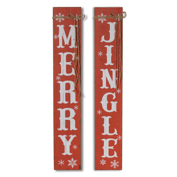 Wood "Merry" & "Jingle" Porch Signs  *Store Pickup Only* - Monogram Market
