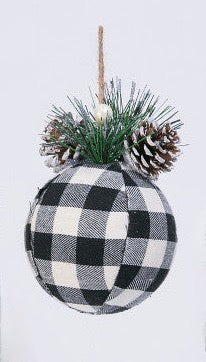 Buffalo Plaid Christmas Ornaments with Pine Toppers - Monogram Market