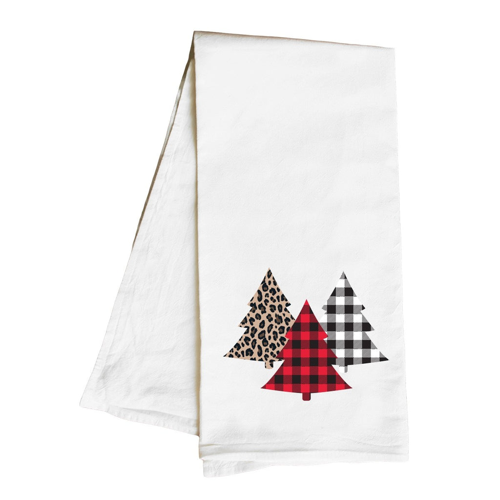 Leopard & Plaid Christmas Tree Hand Towel - Monogram Market