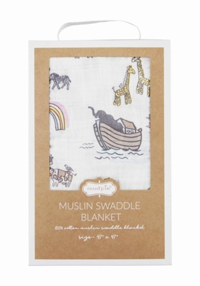 Mud Pie Baby - Noah's Ark Swaddle Blanket - Monogram Market