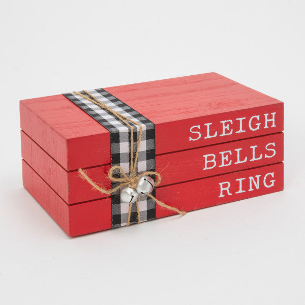 Stack of Faux Christmas Books, Sleigh Bells Ring - Monogram Market