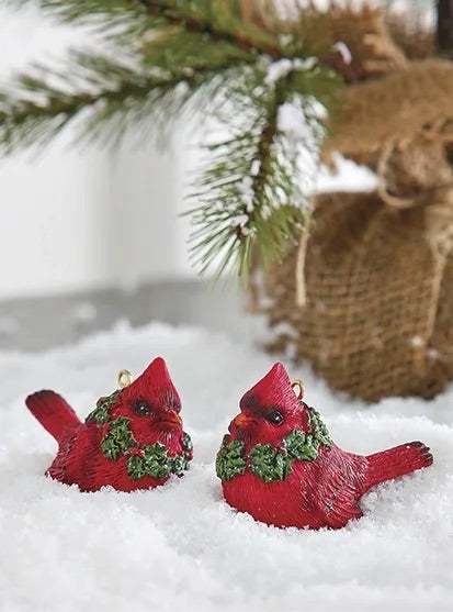 RAZ - Cardinal with Wreath Christmas Ornaments, 2.5" - Monogram Market