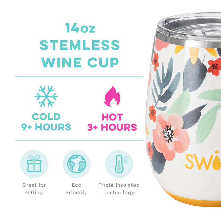 Swig Life 14oz Stemless Wine Cup, Insulated Stainless Steel Wine Tumbler
