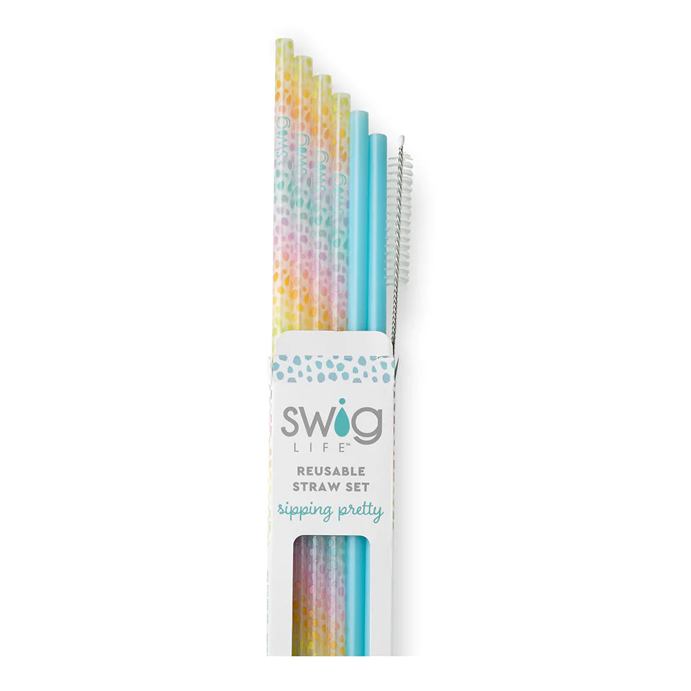 SWIG Tall Straw Set, Wild Child & Aqua - Monogram Market