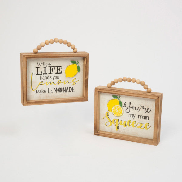 Lemon Wood Shelf Blocks with Beaded Accents - Monogram Market