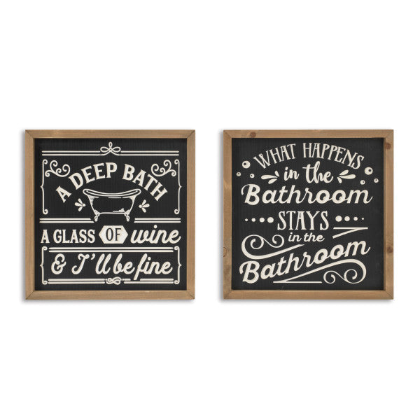Wooden Engraved Bathroom Sign