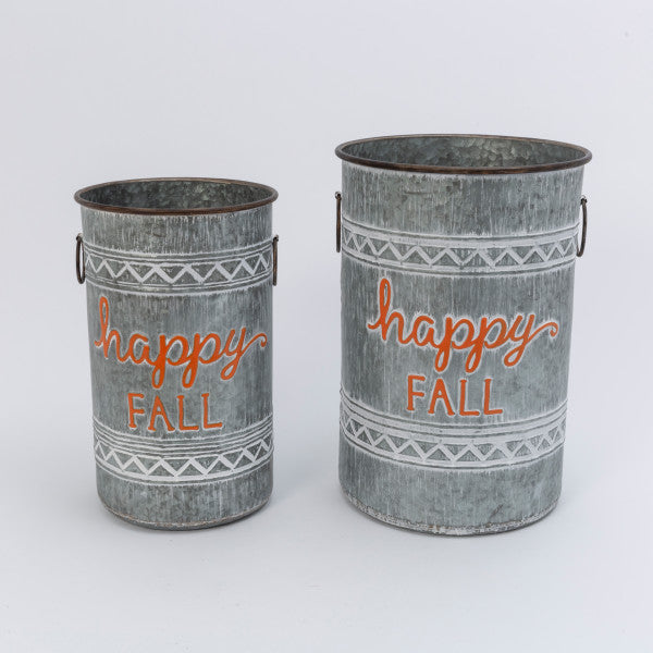 Metal Harvest Buckets, Happy Fall - Monogram Market