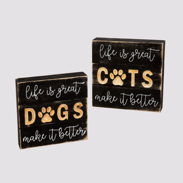 Wooden Engraved Cat & Dog Signs, 8" - Monogram Market