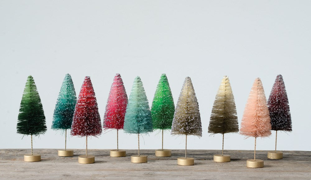 Sisal Ombre Bottle Brush Christmas Trees, 7" - Monogram Market