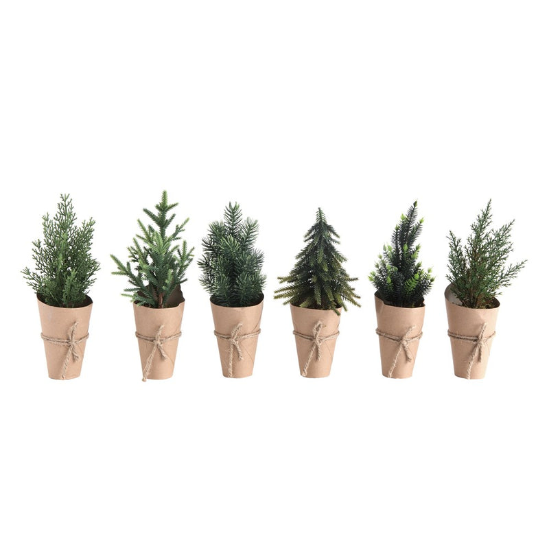 Artificial Trees Wrapped in Paper Pots, 10.25" - Monogram Market