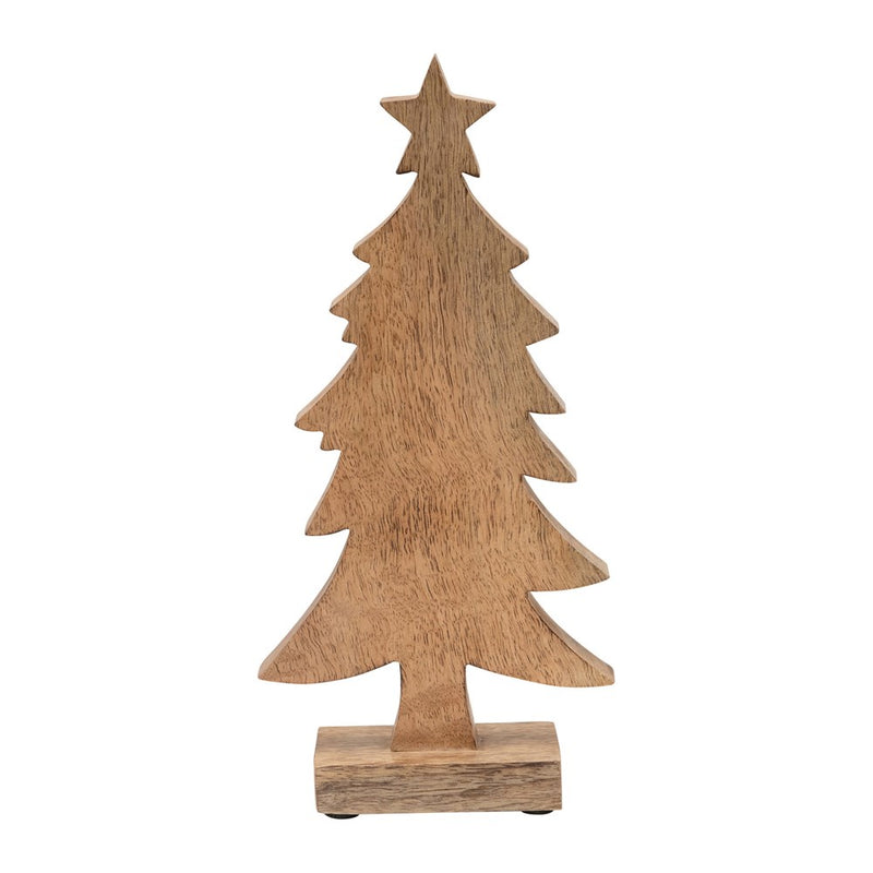 Mango Wood Christmas Tree Decor, 12.25" - Monogram Market