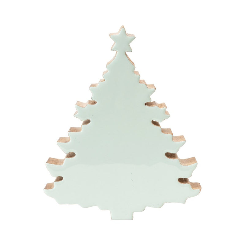 Mint Enameled Mango Wood Christmas Tree Decor, 8.25" - Monogram Market