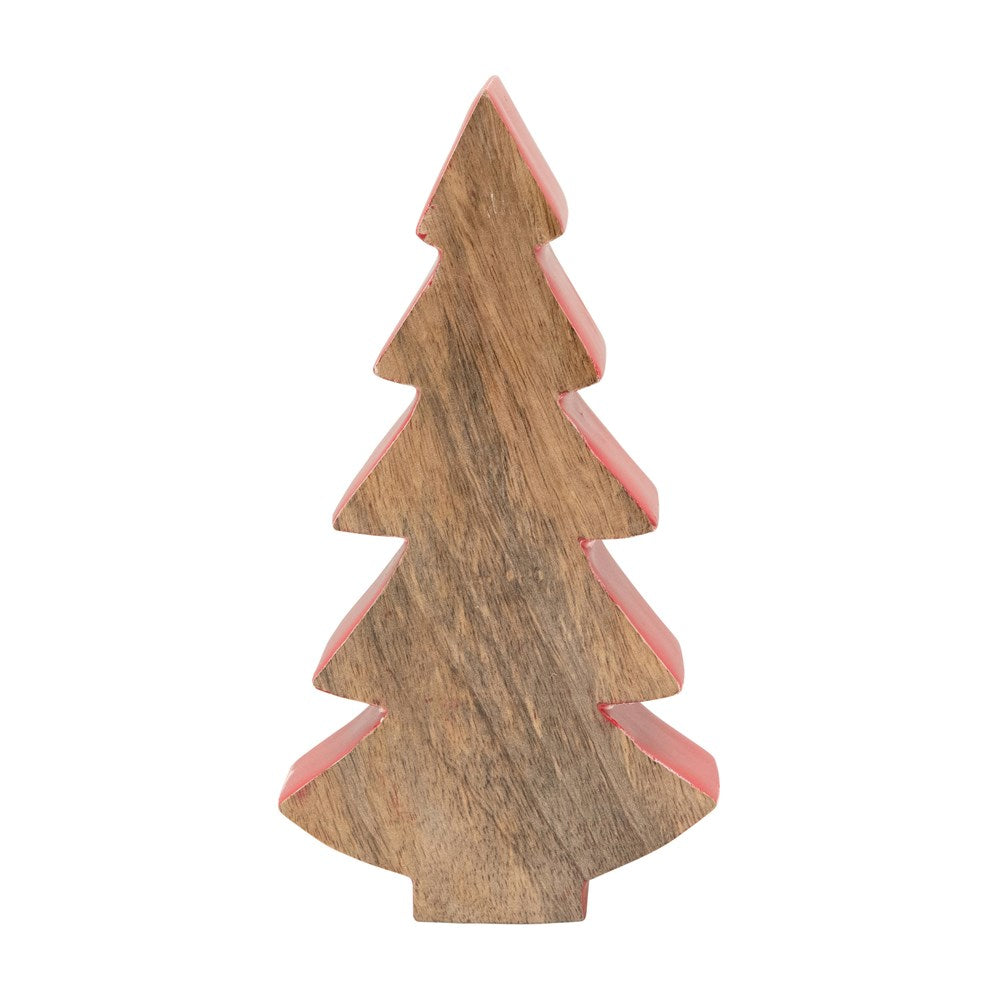 Mango Wood Christmas Tree with Red Enamel Edge