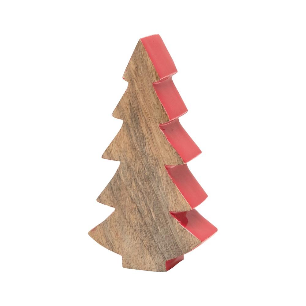 Mango Wood Christmas Tree with Red Enamel Edge - Thumbnail 2