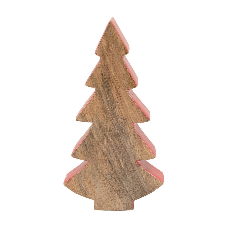 Mango Wood Christmas Tree with Red Enamel Edge, 6.25" - Monogram Market