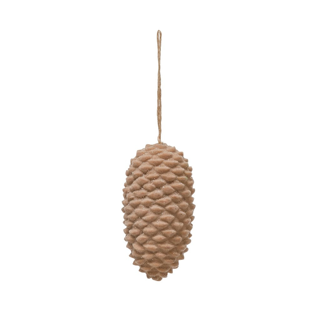 Flocked Pinecone Ornament, 3.75" - Monogram Market