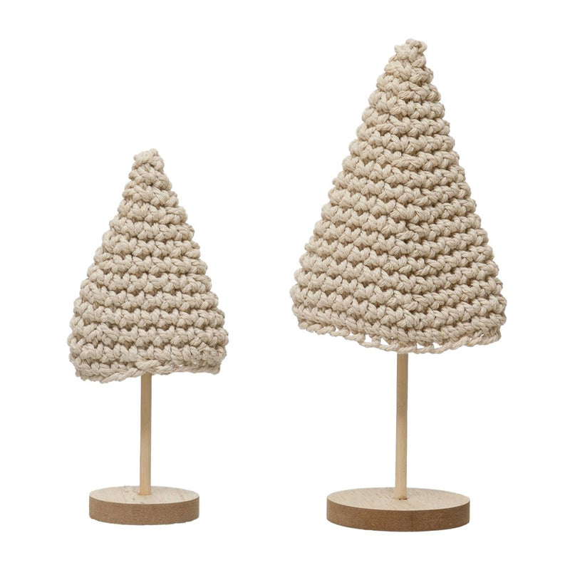 Cotton Crochet Cone Trees w/ Wood Base - Monogram Market